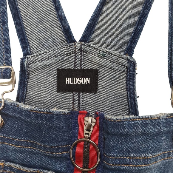 HUDSON JEANS Retail $235 JOEY DENIM EXPOSED ZIP SHORTALL ROMPER SZ Large #418 - Picture 5 of 10